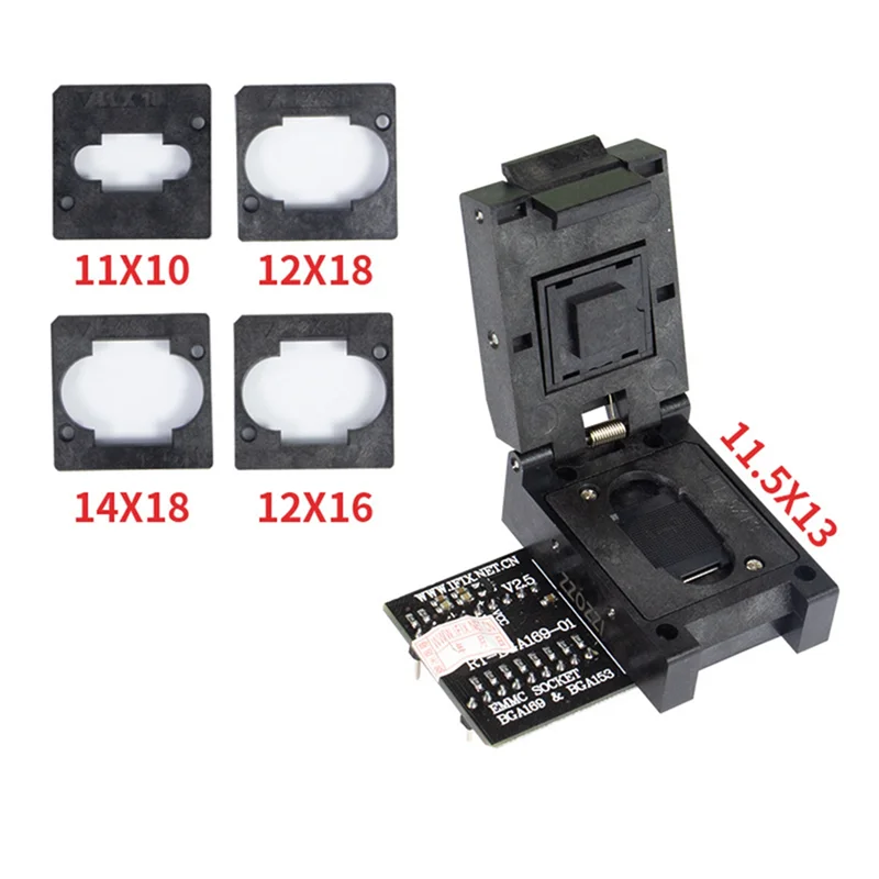 RT-BGA169-01 BGA169 / BGA153 EMMC 어댑터 V2.5, RT809H 프로그래머용 BGA 바운딩 박스 4 개 포함