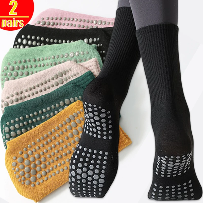 

1/2 Pairs Glue Point Anti-Slip Sock Cotton Breathable Sweat-Absorbing Yoga Stocking Pilates Dance Ballet Socks Fitness Sports