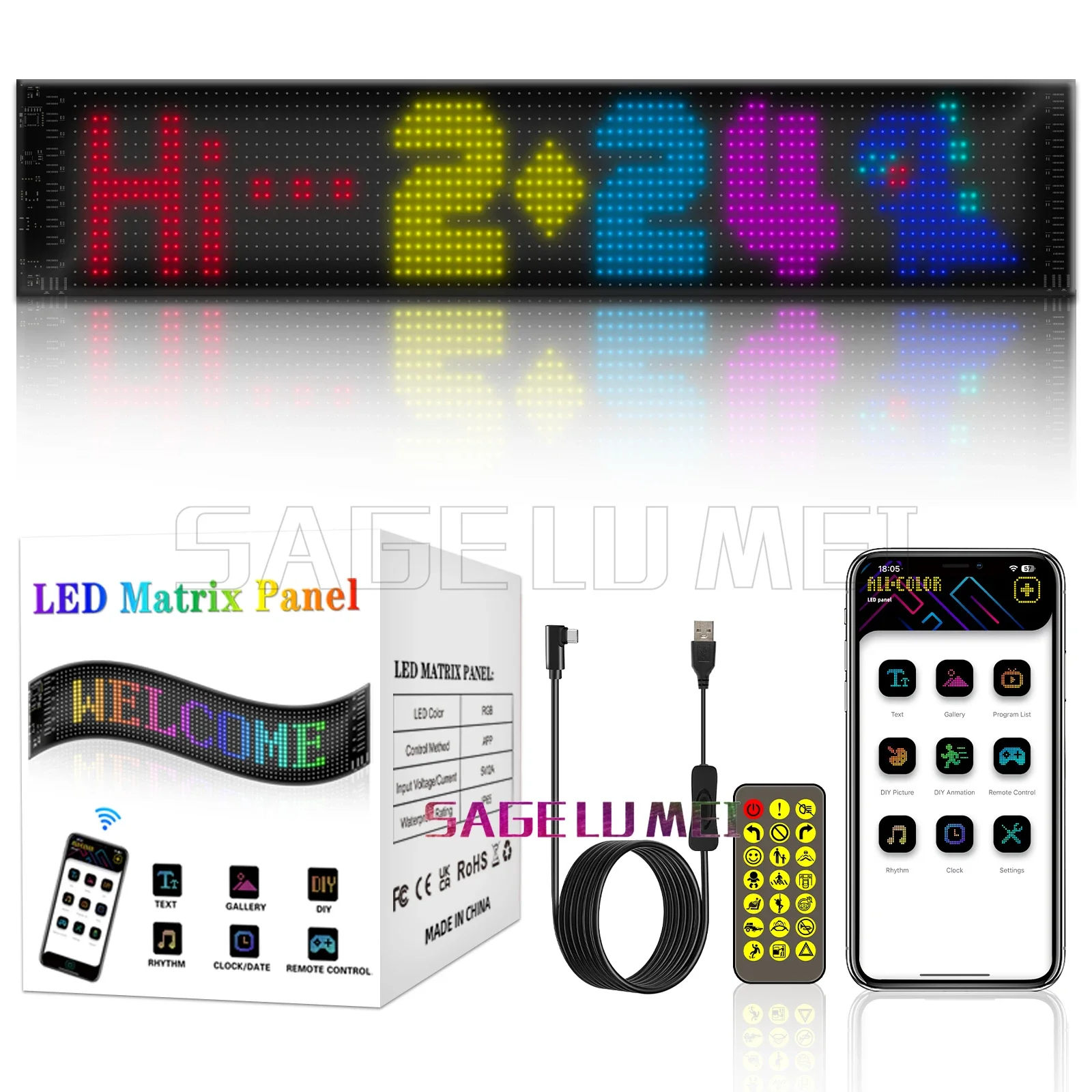 LED Signs Display Light Panel DIY Multilingual Programmable LED Matrix Pixel Panel Flexible Display Ad