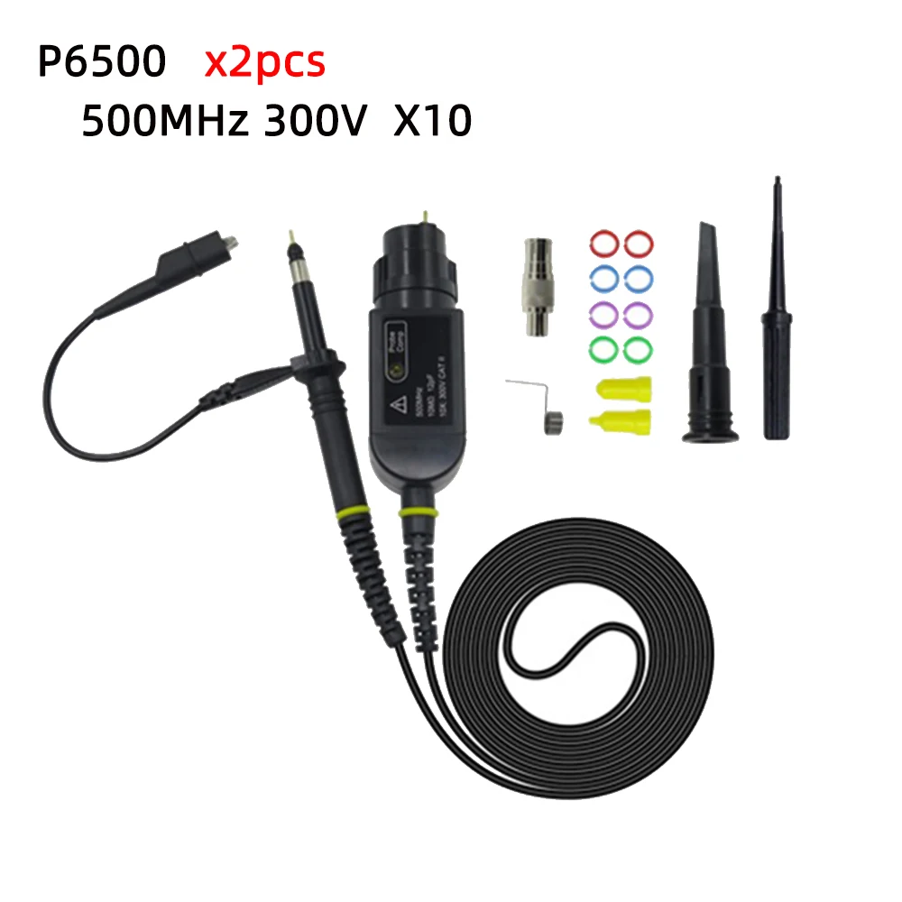 2pcs High Quality P6500 Oscilloscope Probe DC-500MHz Scope Clip Probe 100MHz X10 X1 Accessories osciloscopio Oscilloscope Sonde