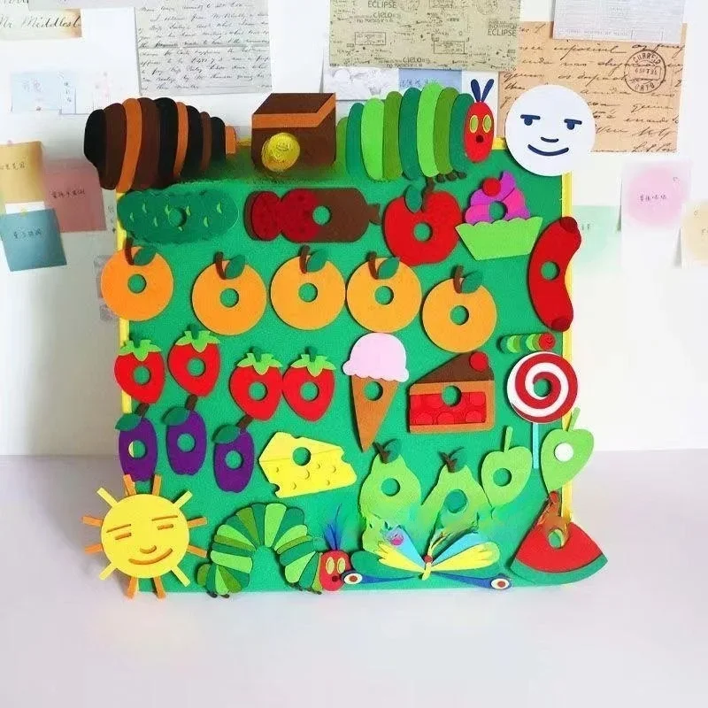 Hungry Caterpillar Performance Props juguetes de fieltro, libros de imágenes en inglés, ayudas para la enseñanza, clases abiertas, regalos, juguetes triangulares