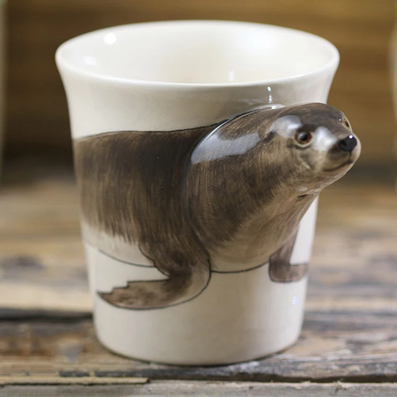 Sea Lion Cup Handmade Animal Coffee Cartoon Ceramic Gift Creative | Дом и сад