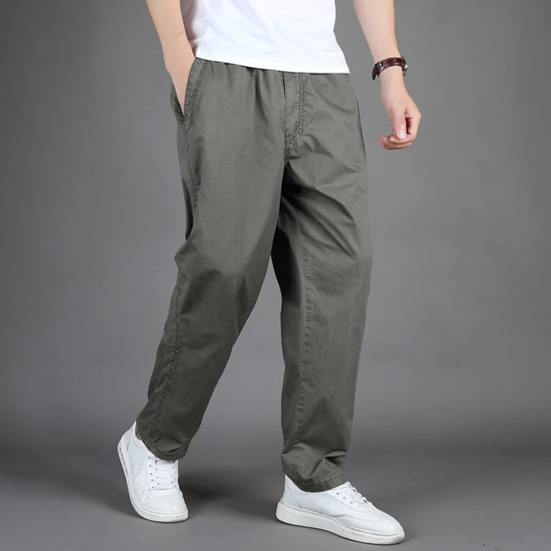 mame★Cotton Nylon Tucked Cargo Trousers Men's Cargo Pants Cotton Multi-pocket Pants Solid Color
