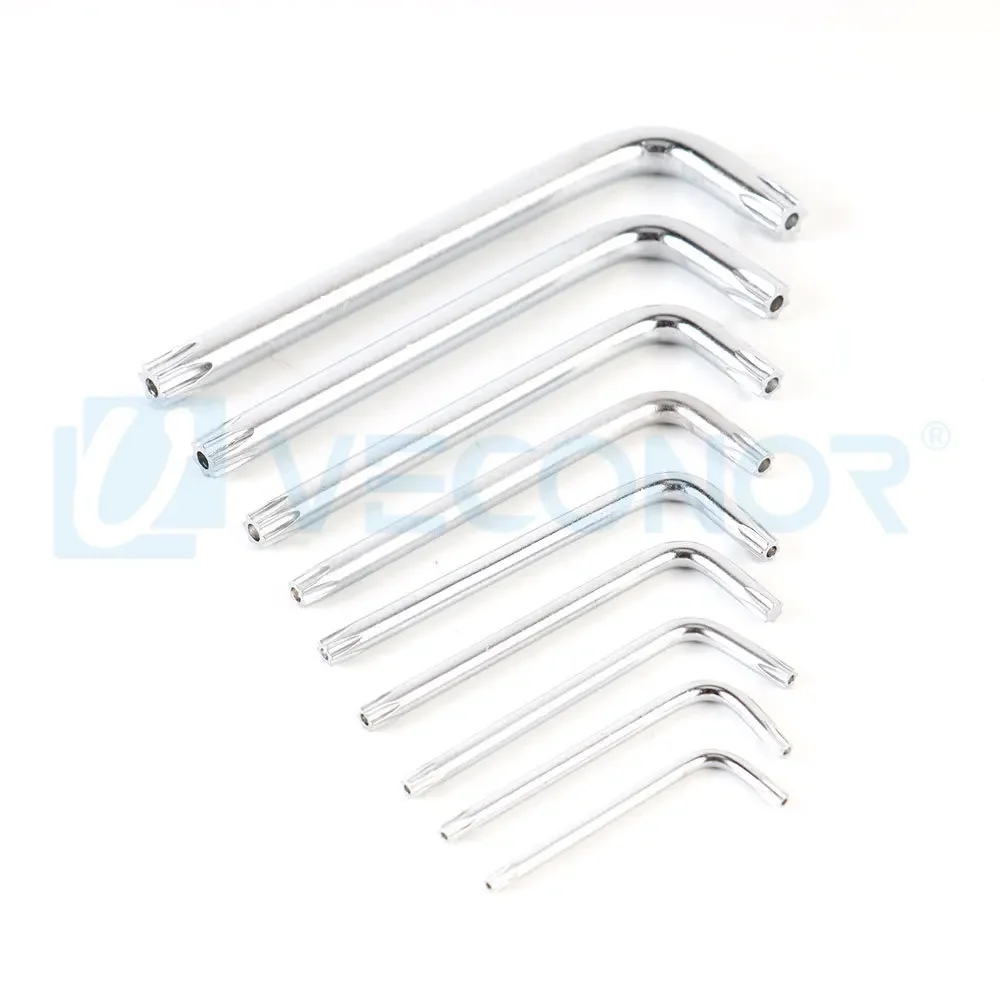 Torx Wrench Set 9Pcs Set Durable Metric Short Arm Torx Chrome Vanadium Key Star Wrench Hand Tool Screwdriver T10 T15 T20 T25 T27 T30 T40 T45 T50
