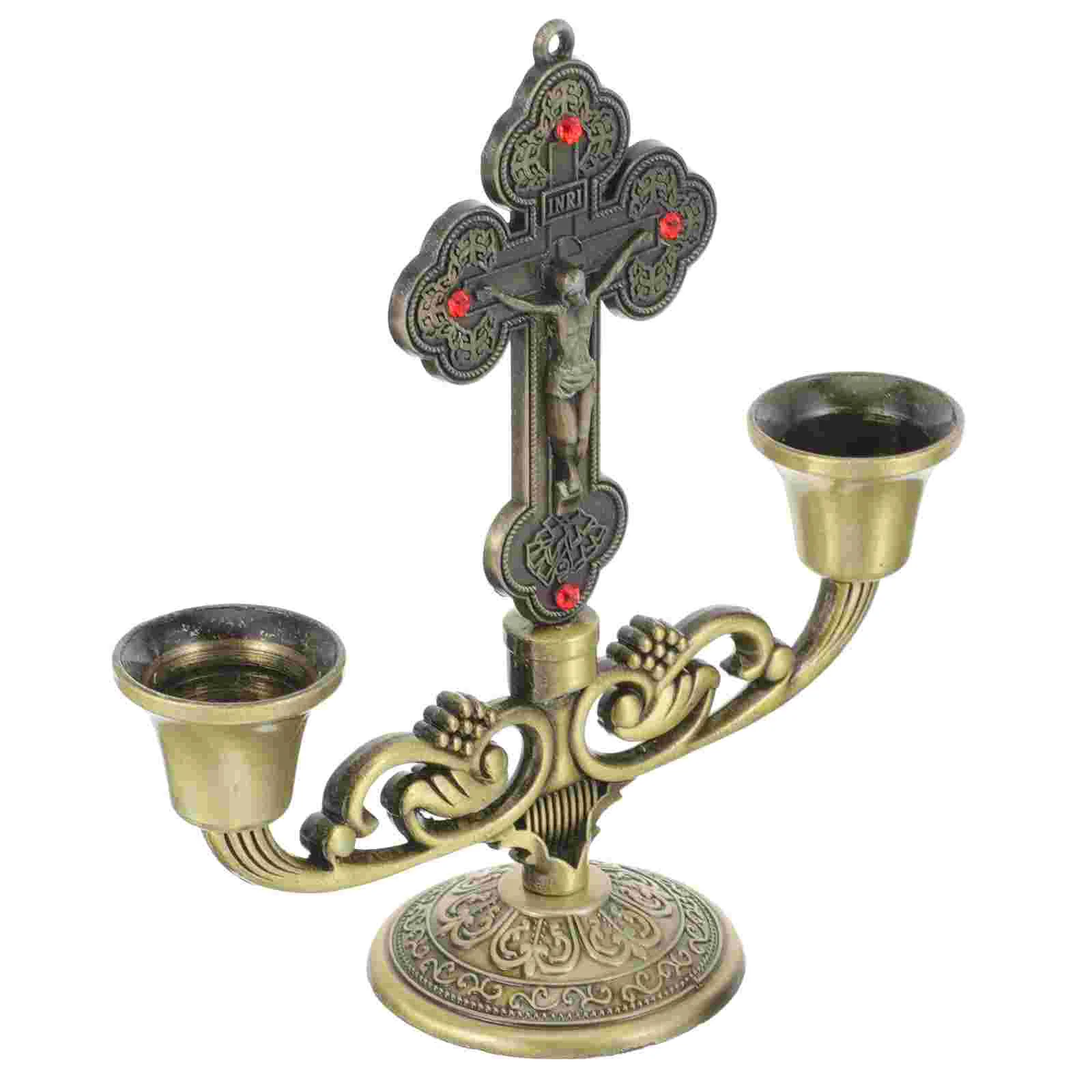 

Cross Candle Holder Christian Crucifix Taper Candle Holder Metal Candelabra Vintage Candlestick Holder