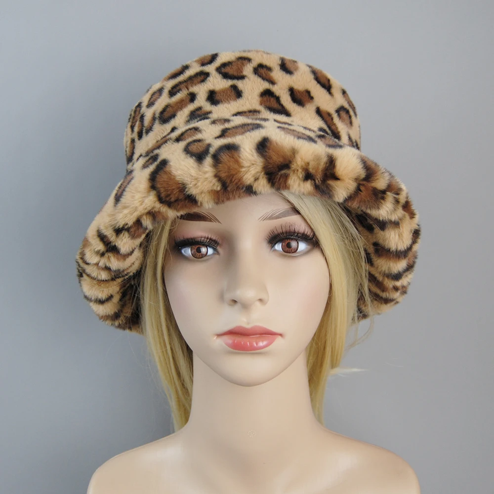 New Fake Rabbit Fur Hats Super Soft Women Winter Hat Cotton Lining Warm Russian Ski Beanies Plush Solid Color Fashion Casual Cap 3