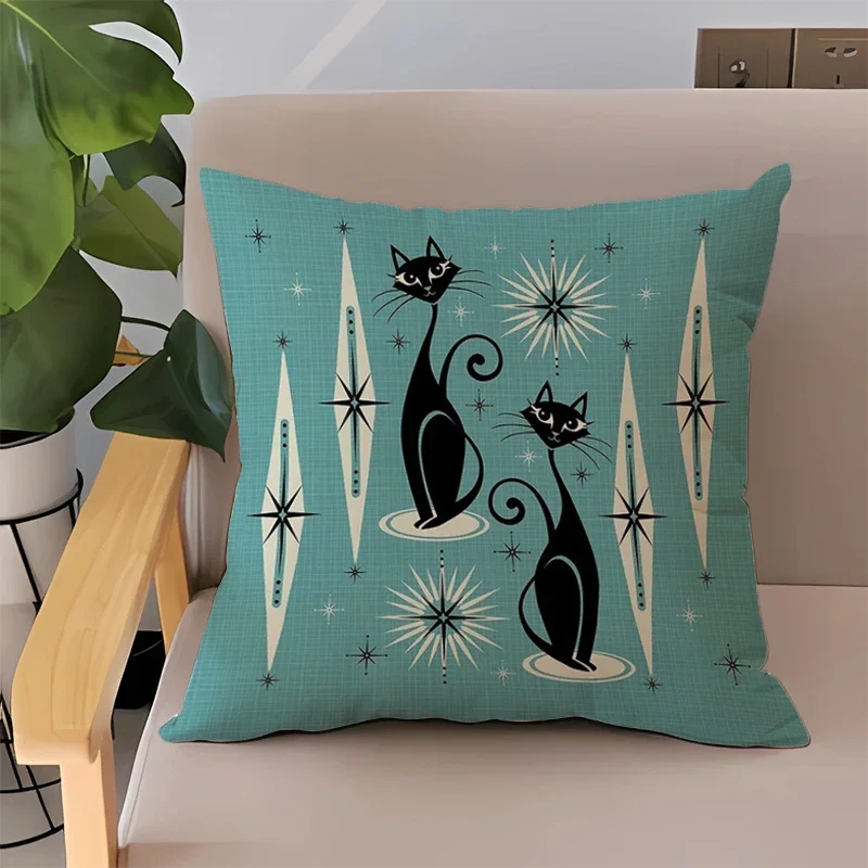

Pillowcases 40x40 Halloween Cushions Black Cat Decorative Pillows for Sofa Car Double-sided Printing Couch Bedroom Cushion Cover