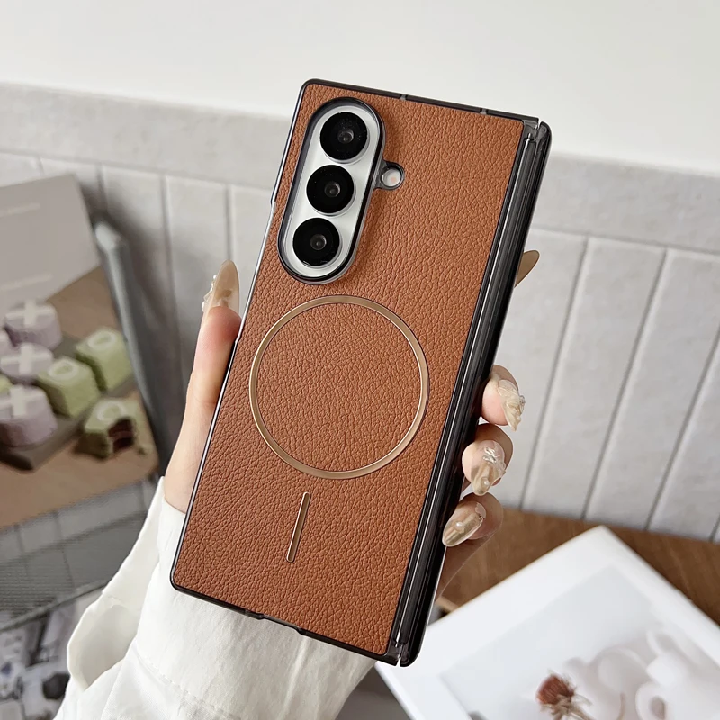 Premium Magnetic PU Leather Dropproof Case with Anti-Fingerprint Folding Cover for Samsung Galaxy Z Fold Series