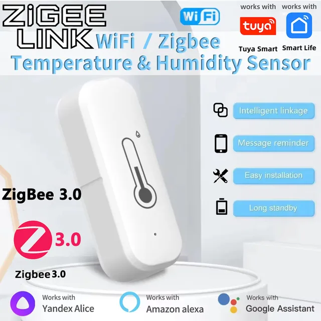 Tuya WiFi/Zigbee 3.0 Temperature Humidity Sensor Smart Home Indoor Hygrometer Thermometer Real-time Monitor Google Home Alexa