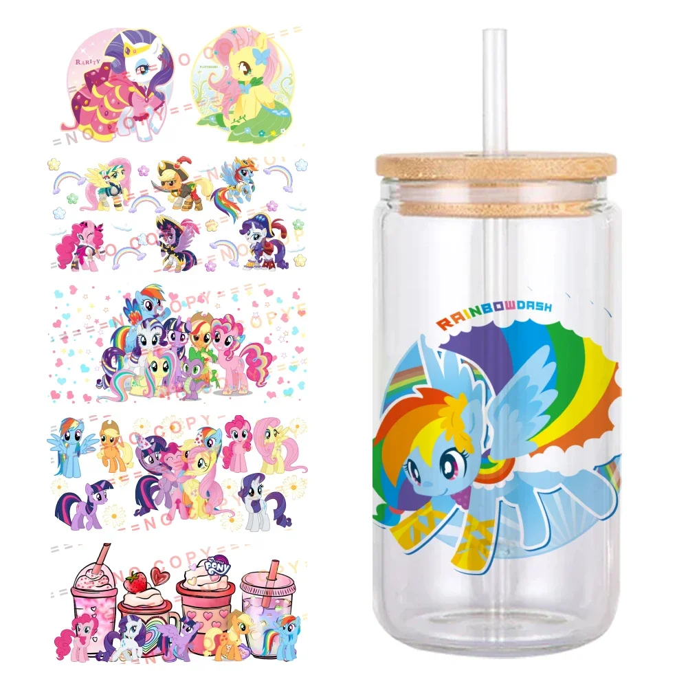Cartoon My Little Pony Pattern UV DTF Transfer Sticker Waterproof Transfers Decals For 16oz Glass Cup Wrap Stickers