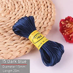 Bulk Nylon Satin Cord for DIY Knotting and Jewelry Making - 1.5mm Thickness (15 Dark blue)