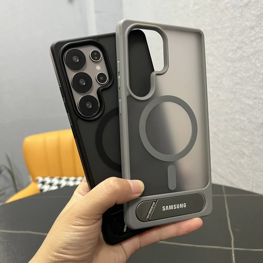 Transparente Handyhülle mit Halterung für Samsung Galaxy S26 S25 S24 S23 Ultra Plus, magnetische kabellose Ladekompatible Schutzhülle – Detail 4