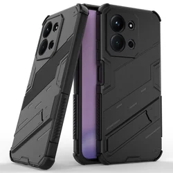 Shockproof Phone Case with Holder - Anti - Knock Armor PC Full Back Cover - Redmi 15C 4G 173 (Black)
