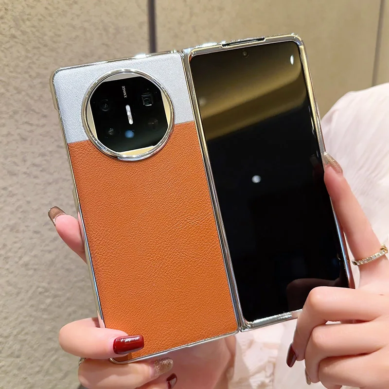 Luxury PU Leather Skin Plating Protective Back Cover Phone Shell