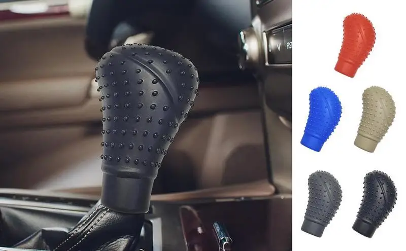 

Car Gear Shift Cover Car Silicone Gear Shift Knob Cover Comfortable Non-Slip Grip Handle Protective Covers Car Accessories
