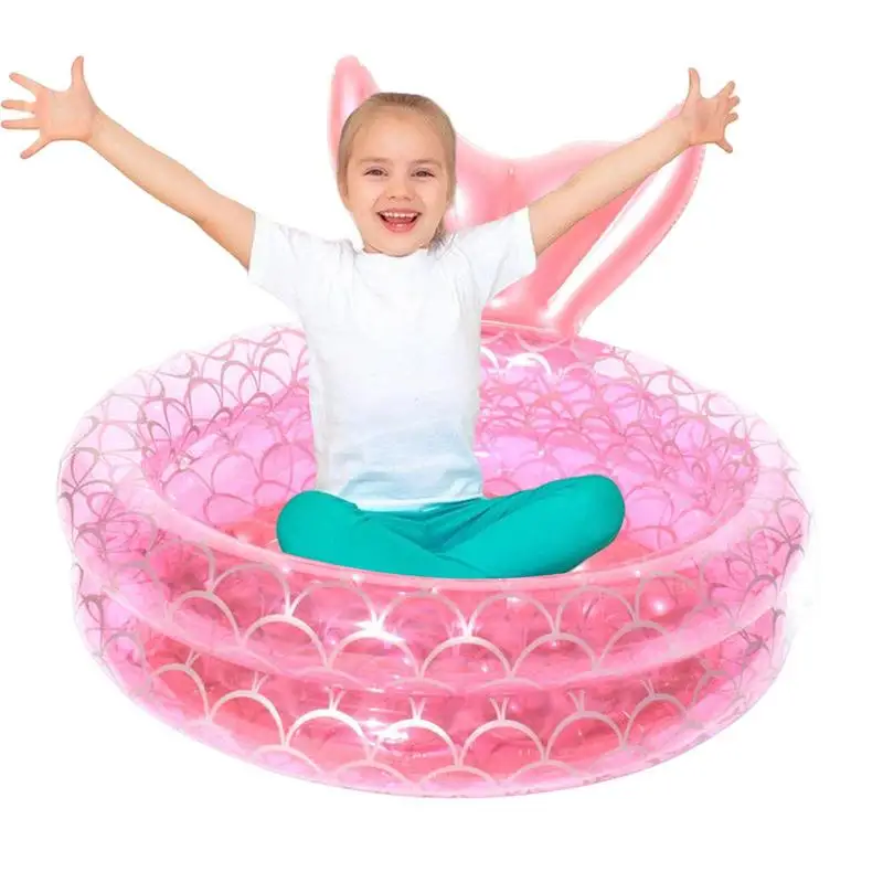 

Pink Mermaid Round Inflatable Swimming Pool 90120150CM PVC Paddling Pool Outdoor Summer Inflatable Pool Bathtub For Kids