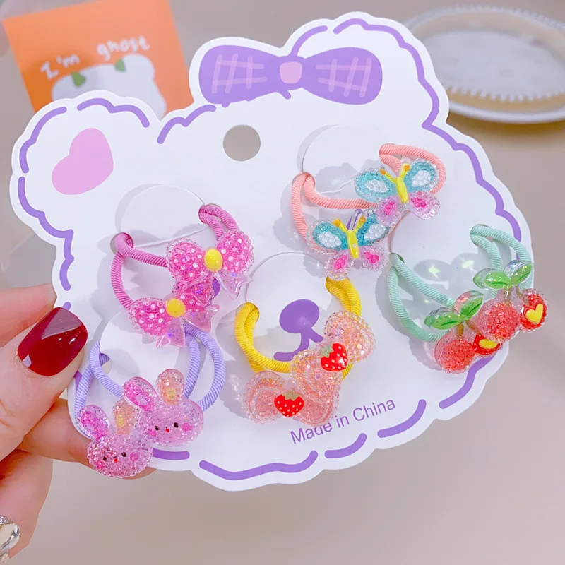 2pcs neue süße glänzende Kirsche Bogen Mädchen Kinder elastische Haar bänder Kinder Haar gummis Prinzessin Haarschmuck Baby Kopf bedeckung