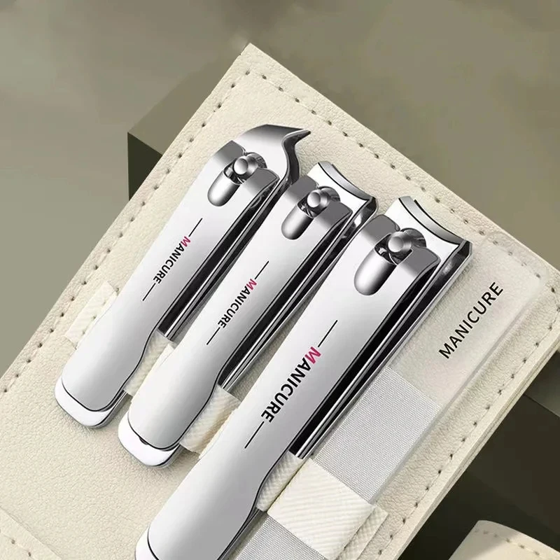 회전식 가죽 가방 포함 손톱깎이 세트, 전문 트리머, 페디큐어 케어 도구, 매니큐어 세트, 홈 케어 선물, 4 PCs