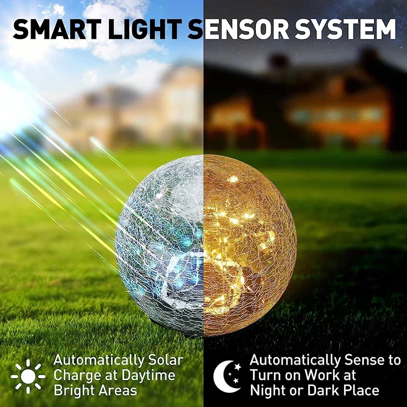 LED Solar Lawn Lights Outdoor Waterproof Cracked Glass Light For Holiday Courtyard Path Park Garden Decoration Solar Lamp