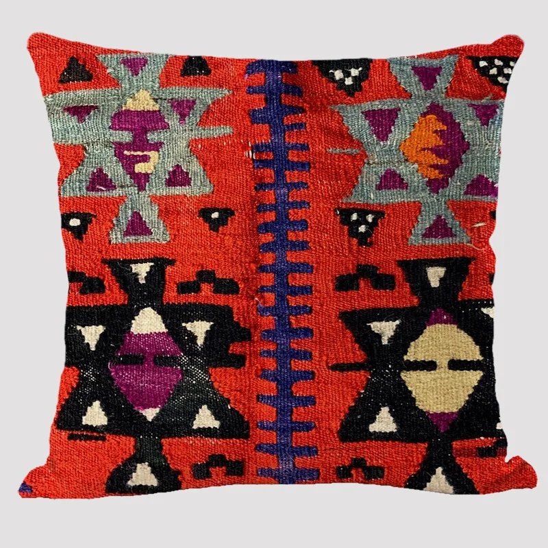 Bohemian Patterns Linen Cushions Case Multicolors Abstract Ethnic Geometry Print Decorative Pillows Case Living Room Sofa Pillow 