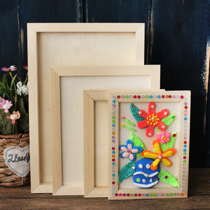 DIY Blank Wooden Photo Holders Children DIY Clay Frames For Home Wooden Craft Party Kids Gift Desktop Ornament Picture Frame wood canvas frame wood photo frame photo frame wood frame art frames wood picture frame