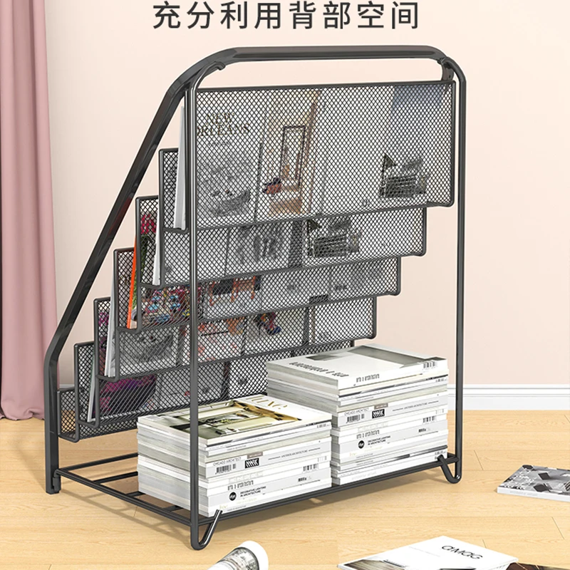 Wall-Mounted Magazine Rack Iron Book Display Shelf Kids Book Organizer Newspaper Holder Storage Stand Bedroom Furniture FYMR