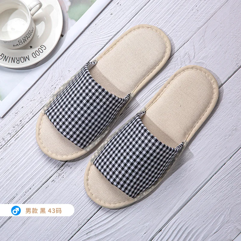 4 Pairs/lot Slippers Men Women Hemp Hotel Disposable Slides Home Travel Sandals Hospitality Footwear One Size Wholesale Open Toe