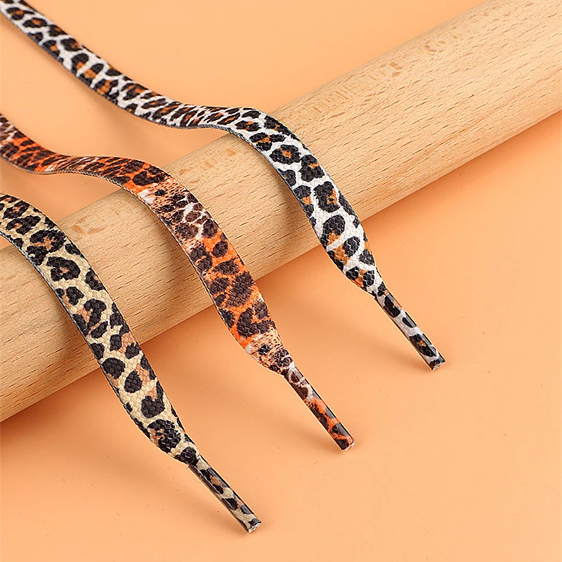 1Pair 80/120/160CM Classic Leopard Patten Print Shoe Laces Creative Unisex Trainers Canvas Flat Shoe Accessories