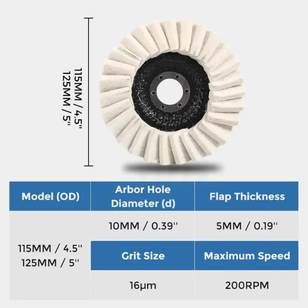 Wool Felt Flap Polishing Disc 2025 New Wool Polishing Wheel Disc Buffing Pad Premium Felt Polishing Pads for Metal, Marble Stone 5