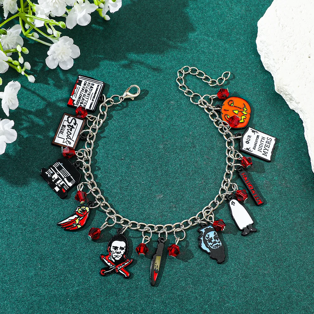 Halloween Michael Myers themed bracelet for European and American movies, Moonlight, Heart, Panic