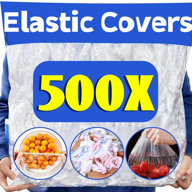 Couvercle anti-poussière de qualité alimentaire, plastique élastique transparent, enveloppe Saran, sac de rangement pour légumes et fruits frais, organisateur de cuisine, Film transparent 1