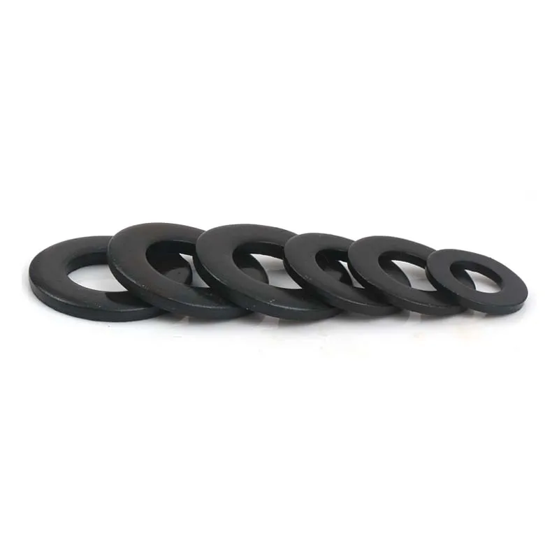 Black Plated Stainless Steel Flat Washers – Multiple Size Options Available