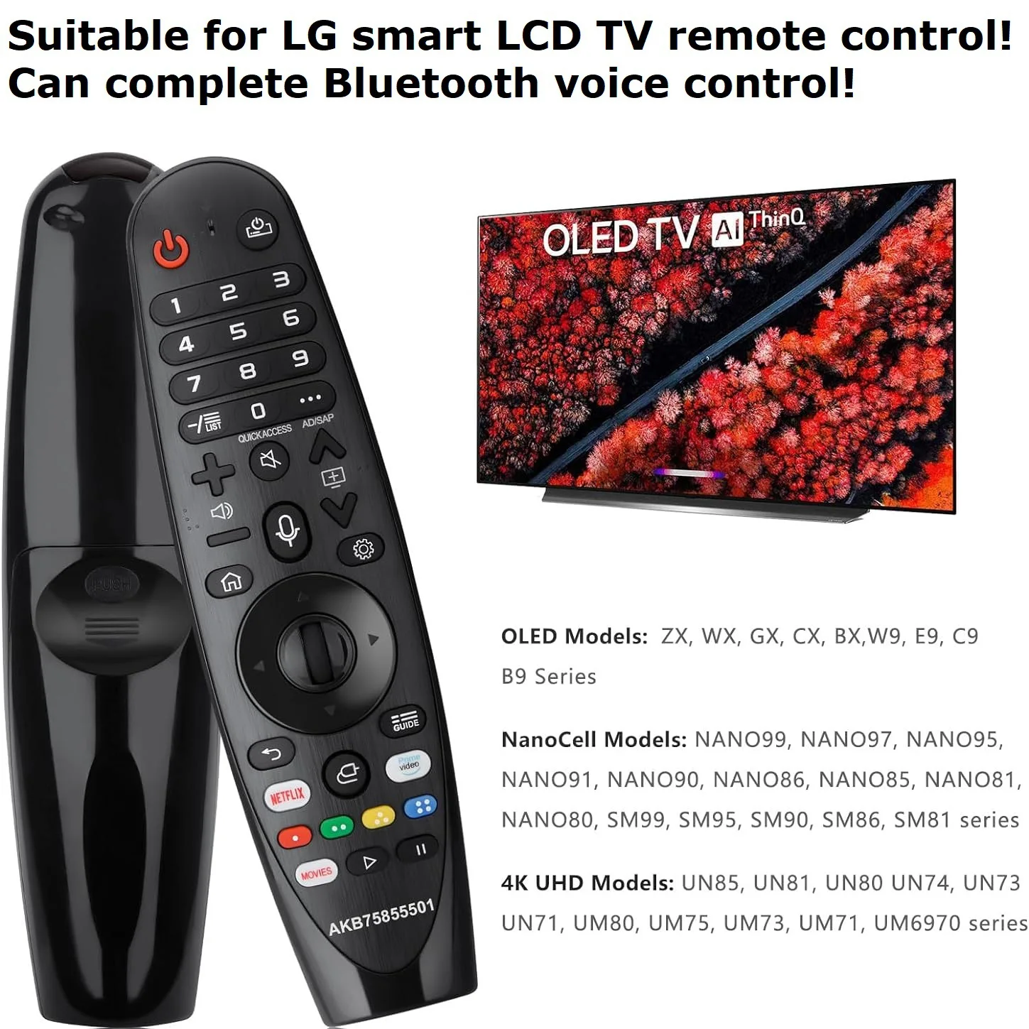 AN-MR20GA AKB7585501 음성 및 포인터 기능 포함 LG 스마트 TV용 Bluetooth 리모컨 많은 모델 2019? 2020 2021 2022