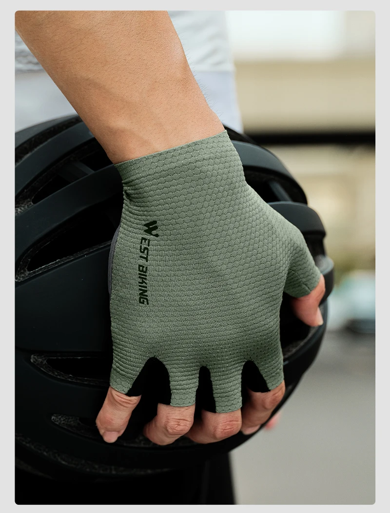 WEST BIKING Fahrradhandschuhe ELASTIC INTERFACE TEAM PALM 80 KG/m³ Polsterung Radfahrhandschuhe Unisex Rutschfeste Halbfinger-Fahrradhandschuhe – Detail 17