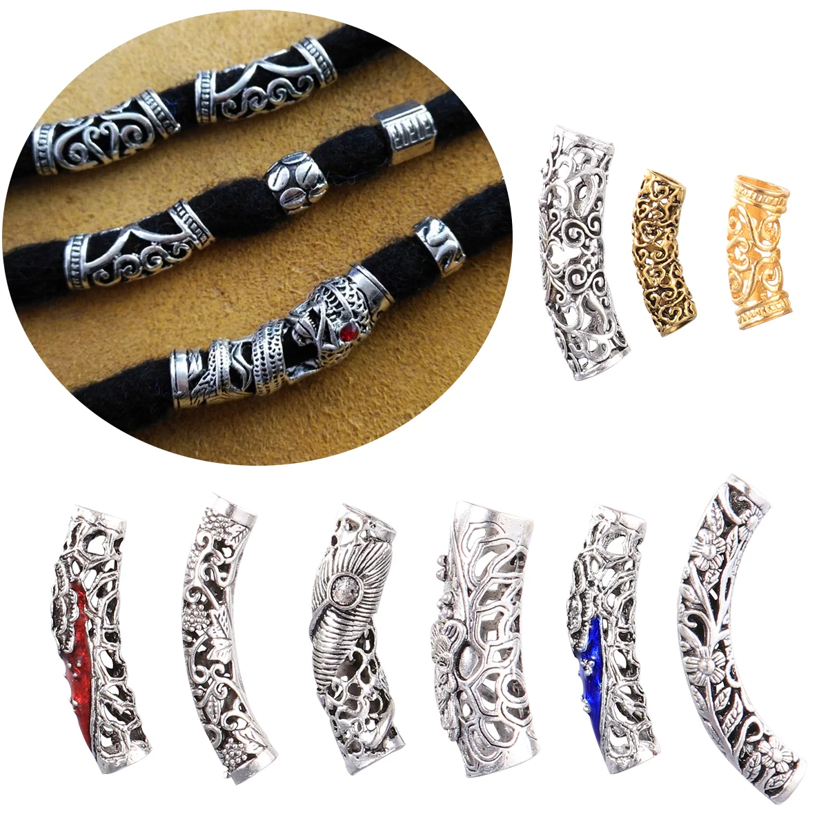 

18 Pcs Hair Decoration Dreadlocks Beads Accessories to Weave Braiding Jewelry Tube