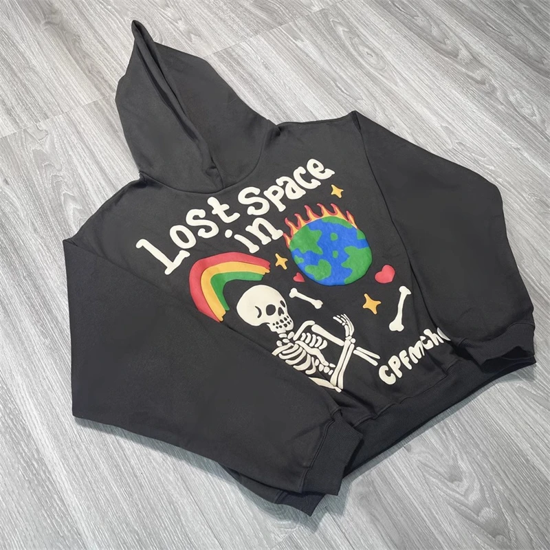 

Новая мода 23SS Толстовка с капюшоном и принтом из пены, свитшот для мужчин и женщин, зимний Повседневный пуловер оверсайз в стиле хип-хоп, готический пуловер