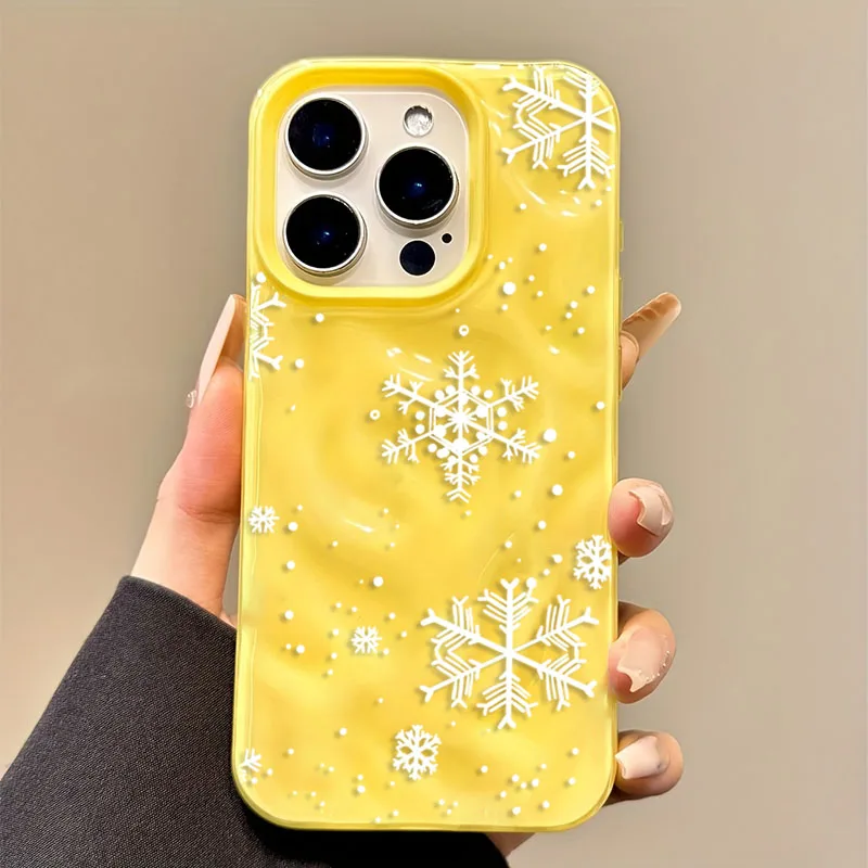 Elegant Snowflake Textured Winter Phone Case - Anti-Drop Soft Cover