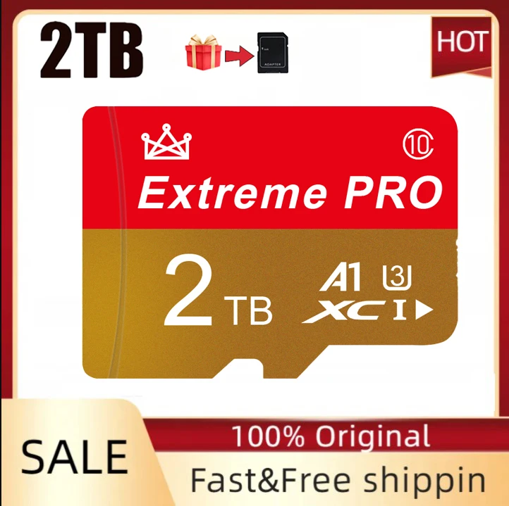 Scheda Sd Micro Tf Originale Da 1Tb Scheda Di Memoria Da 2Tb Tf/Sd Mini Scheda Di Memoria 128/256/512Gb Scheda Sd Class10 Per Fotocamera/Telefono 2024