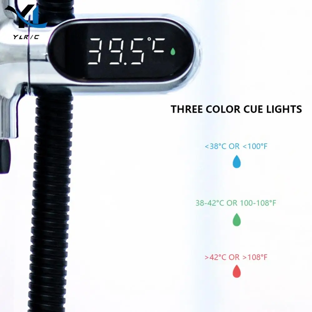 화씨 섭씨 수온계 LED 디지털 디스플레이 온도 테스터, 360 도 회전, 가정 주방 욕실 샤워