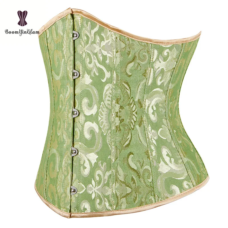 Green Corset Top Floral Underbust Bustier Women Daily Outwear Corselet 6XL Plus Size Korset Solid Elastic Boned Corsets Korsett