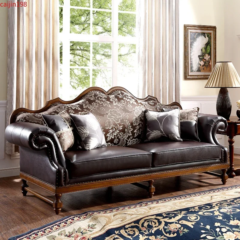 

Диван Loveseat, вилла, диван в американском стиле, полностью из массива дерева, для гостиной, для трех человек, комбинированная роскошная мебель