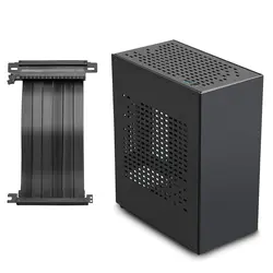 Compact Aluminum HTPC Mini ITX Gaming Computer Case with PCIe Cable (Black)