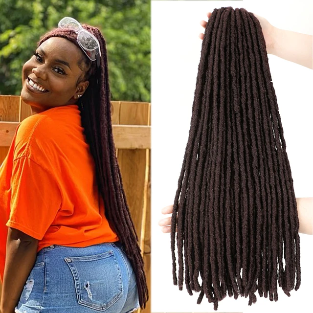 Synthetic Crochet Braiding Hair Extensions Dreadlocks Ombre Brown Colored X-TRESS Soft Straight Faux Locs Braids Hair For Women #33