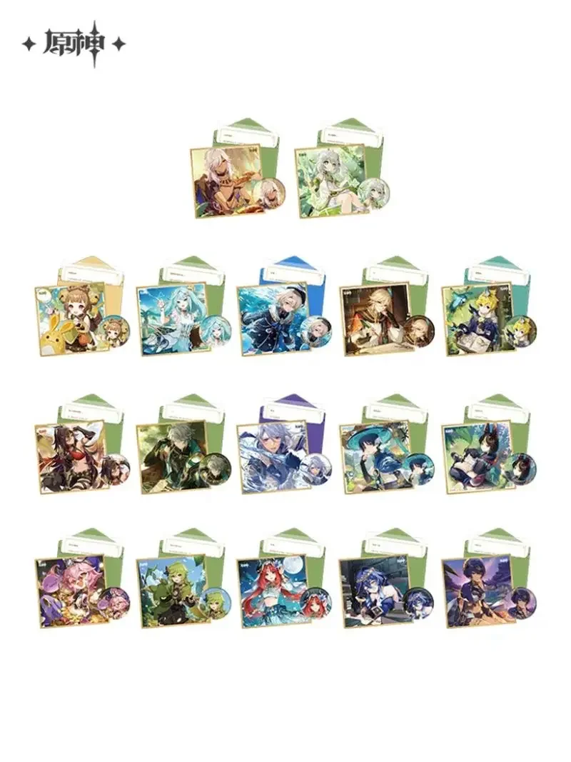 

[Genuine] In Stock Game GENSHIN IMPACT Anime Character Gift Box Wanderer Cosplay Accessories 3D Badge DIY Color Paper Letter Set