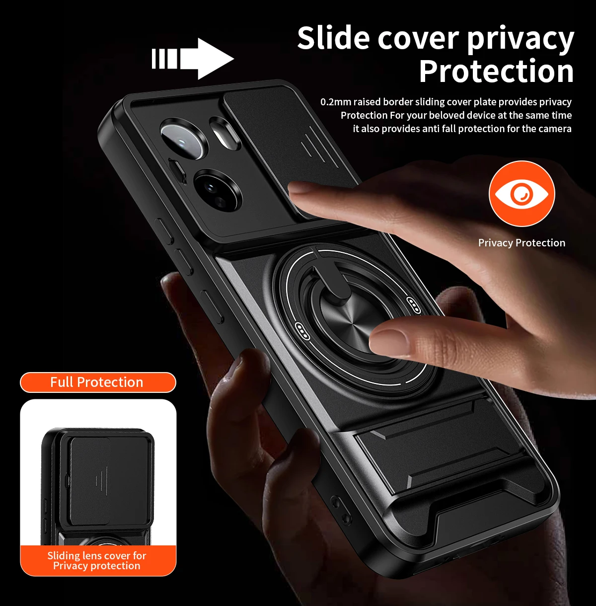 360° Rotating Magnetic Phone Case with Lens Protection and Push Window Bracket, Magsafe-Compatible Protective Cover