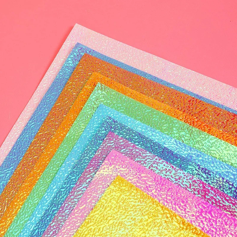 50pcs Origami Iridescent Papers Glitter Craft Paper Handcraft Paper Folding Solid Colorful Crane Papers DIY Kids Handmade Carfts