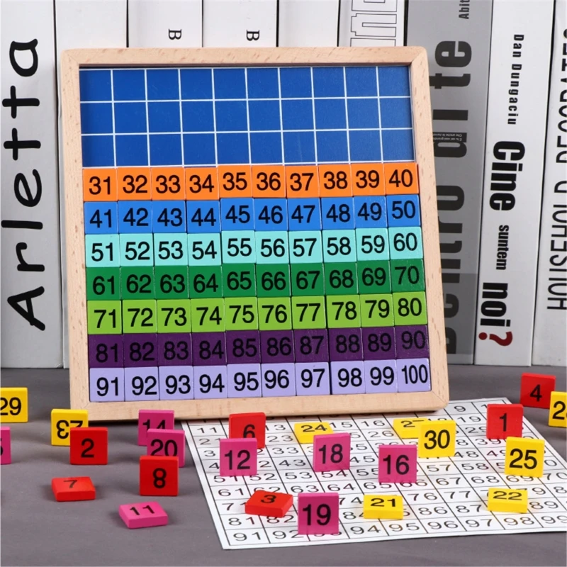 Math Teaching Board Wooden Toy 1-100 Consecutive Number Learning Toddler 3 4 Toy