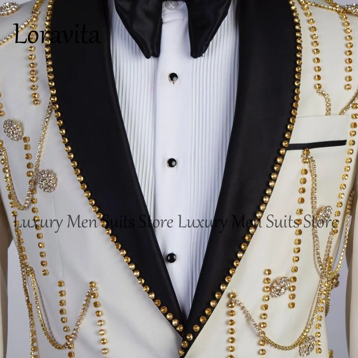 글리터 메탈 장식 남성 정장 비즈 장식 태슬 신랑 턱시도 맞춤 제작 웨딩 프롬 블레이저 의상 테르노 마스쿨리노 콤플레토