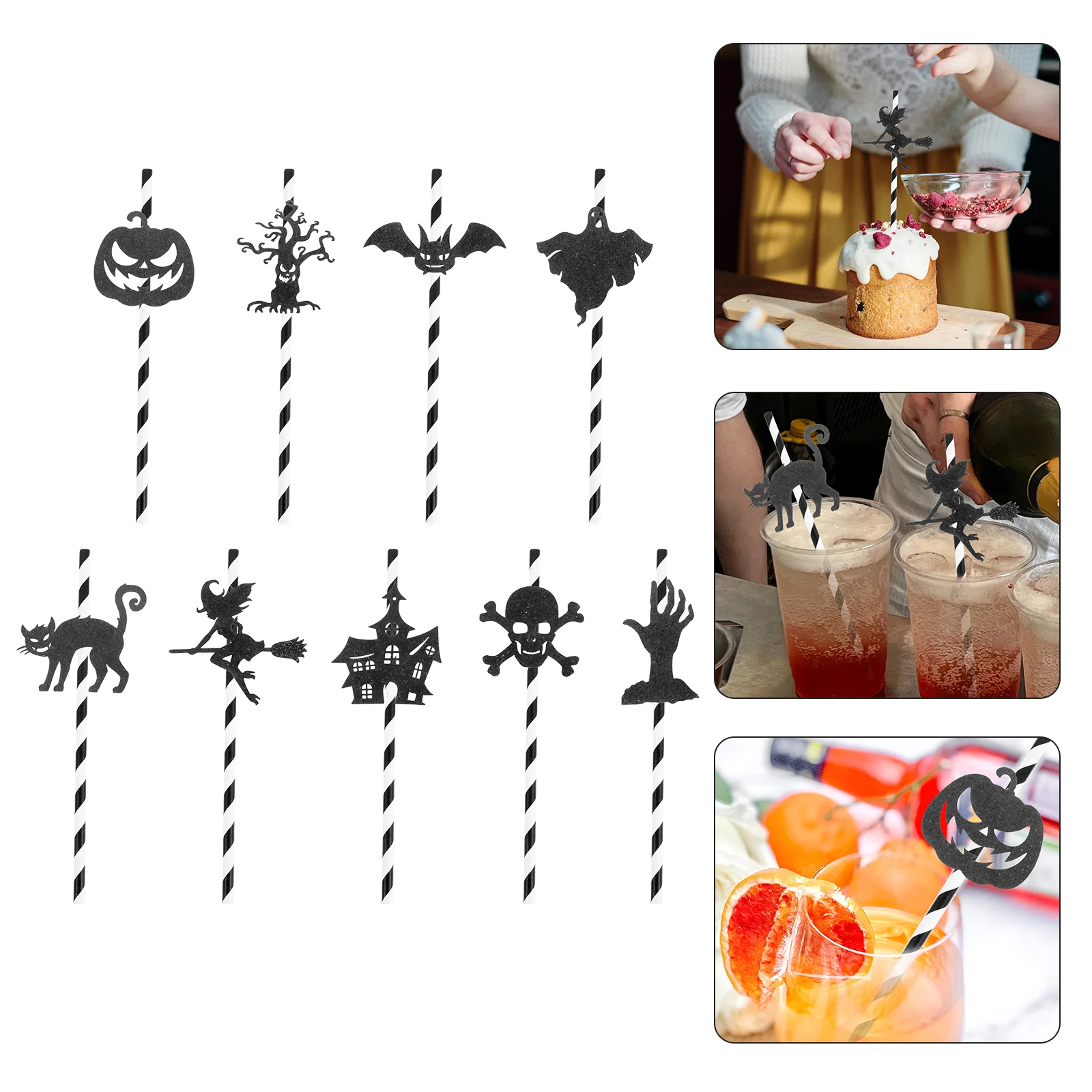Halloween Straws Decoration for Party Cartoon Decorative Milk Drinking Pumpkin