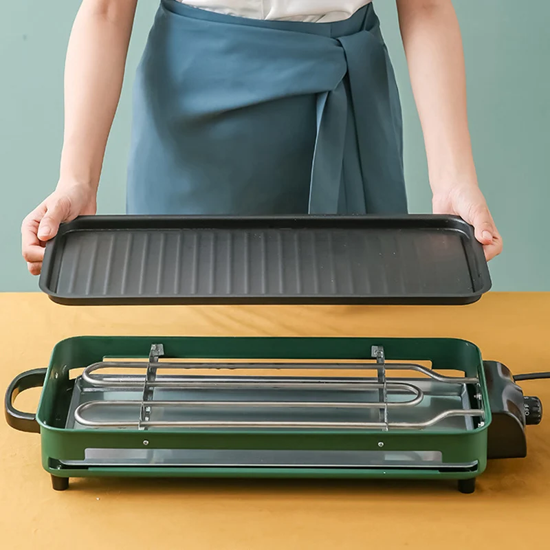 220V Household Electric Grill Indoor Smokeless Skewer Griddle Food Barbecue Baking Pan Roaster Non-Stick BBQ Roasting Oven 3